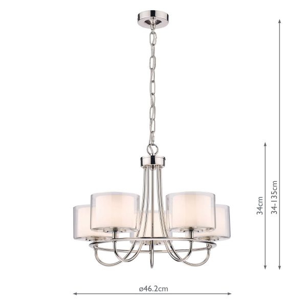 Laura Ashley Southwell Polished Nickel 5 Light Chandelier & Glass Shades - Image 6