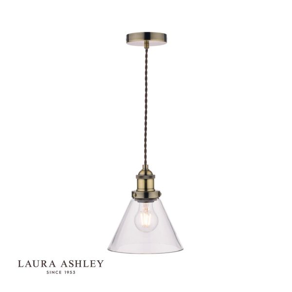 Laura Ashley Isaac Antique Brass 1 Light Pendant Ceiling Light