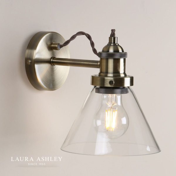 Laura Ashley Isaac Antique Brass 1 Light Wall Light - Image 4