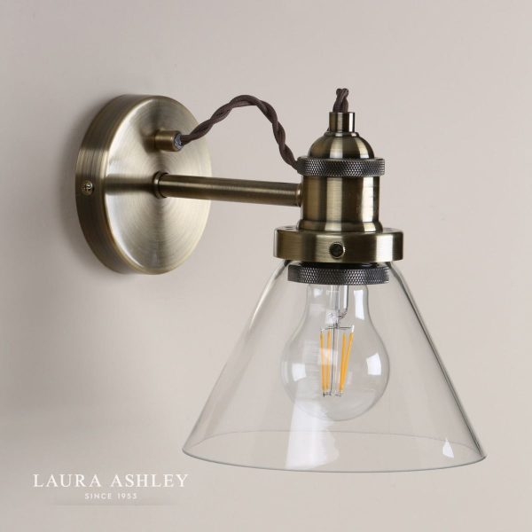 Laura Ashley Isaac Antique Brass 1 Light Wall Light - Image 5