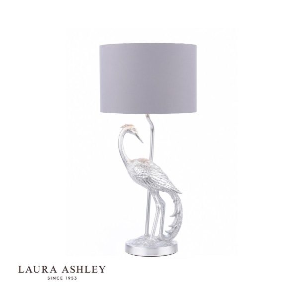 Tregaron Heron Table Lamp Silver with Shade