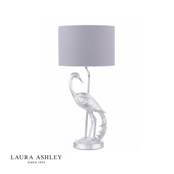 Tregaron Heron Table Lamp Silver with Shade - Image 2