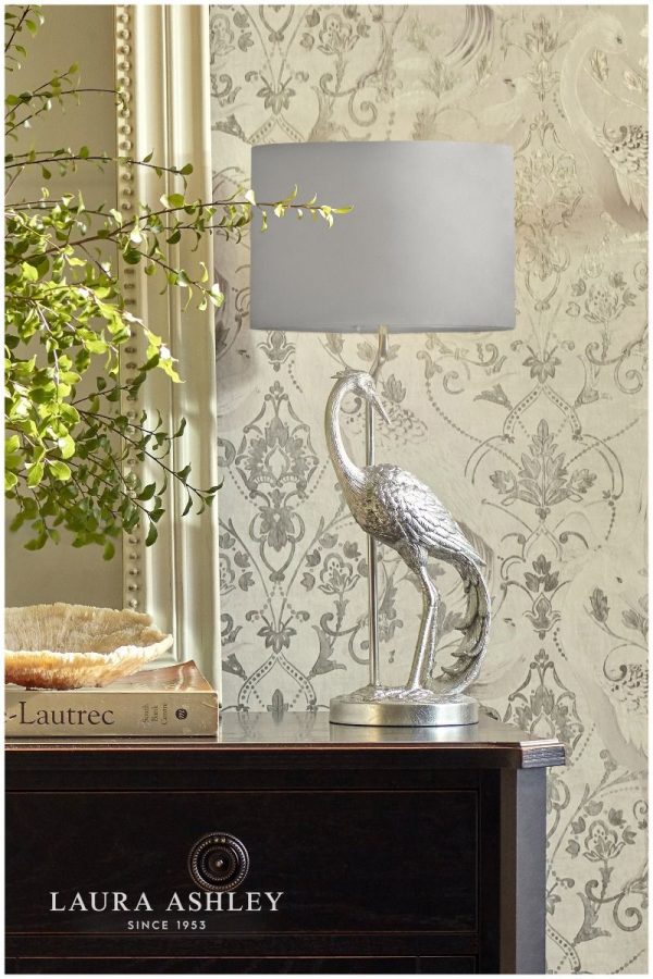 Tregaron Heron Table Lamp Silver with Shade - Image 3