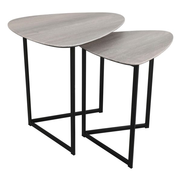 Mibello Nest Of 2 Side Tables Silvered Oak