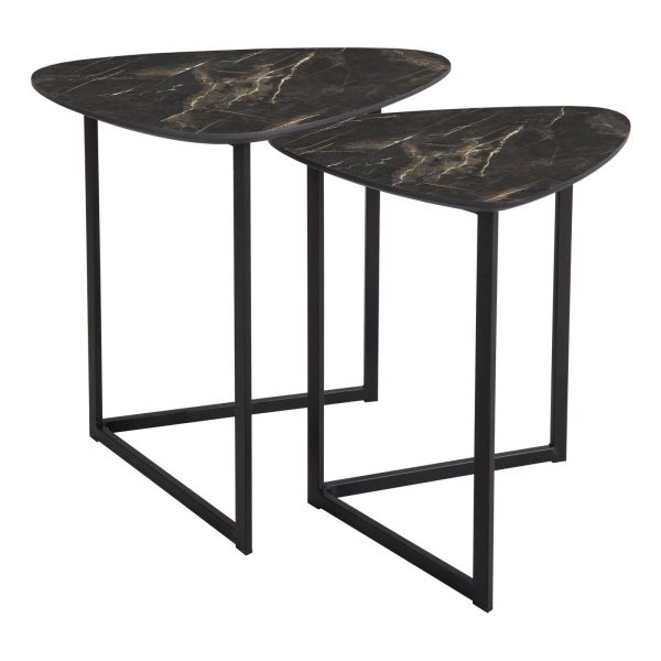 Mibello Nested Tables Dark Marble Effect and Matt Black