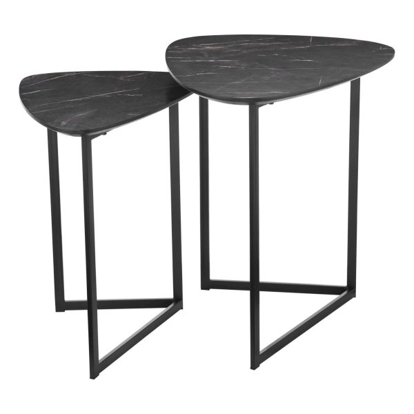 Mibello Nested Tables Dark Marble Effect and Matt Black - Image 2