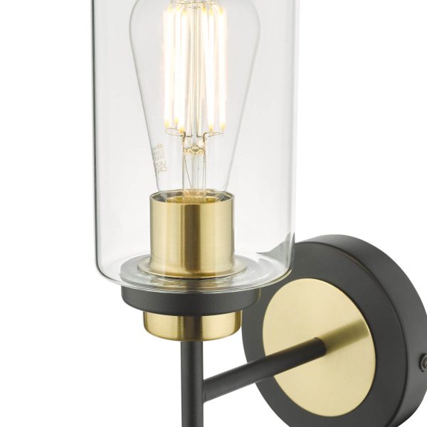 Abel Wall Light Satin Black & Gold with Glass Shades - Image 3