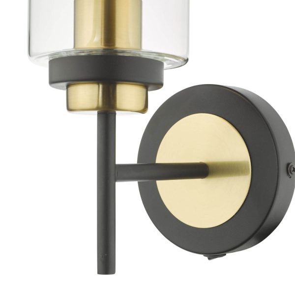 Abel Wall Light Satin Black & Gold with Glass Shades - Image 4