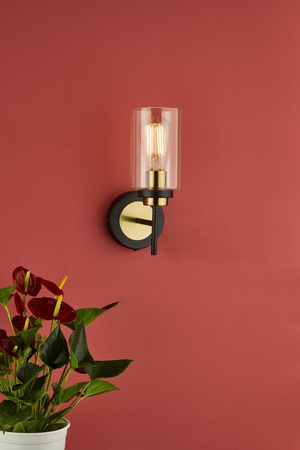 Abel Wall Light Satin Black & Gold with Glass Shades - Image 5