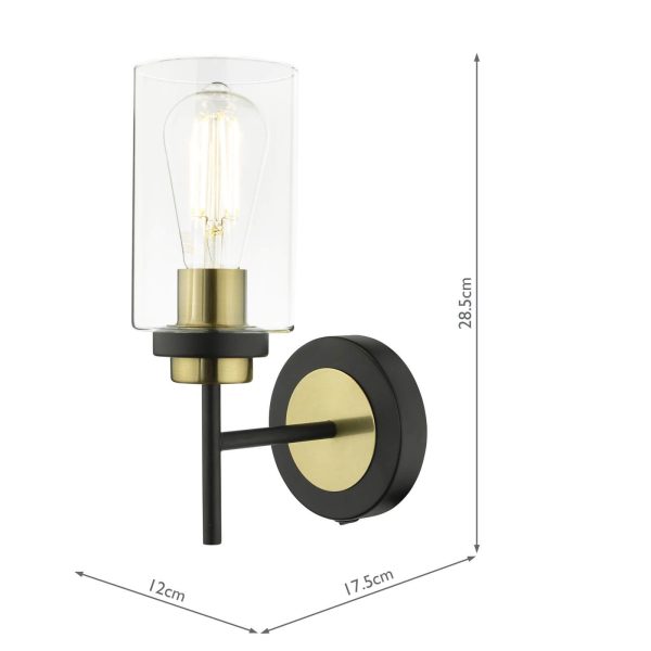 Abel Wall Light Satin Black & Gold with Glass Shades - Image 6