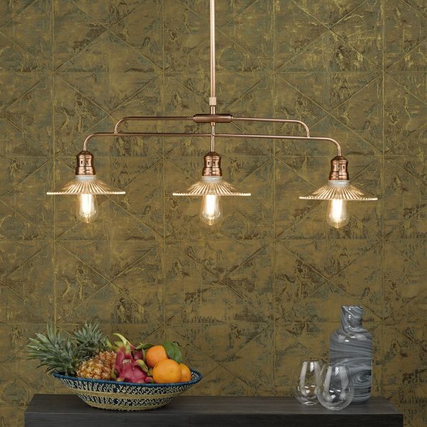 Adeline Bar Pendant Brushed Copper & Glass - Image 4