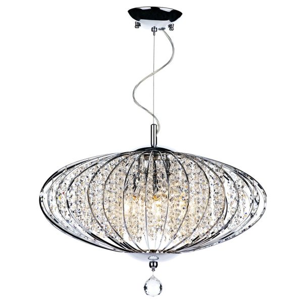 Adriatic 5 Light Pendant Polished Chrome and Faceted Crystal - Image 5