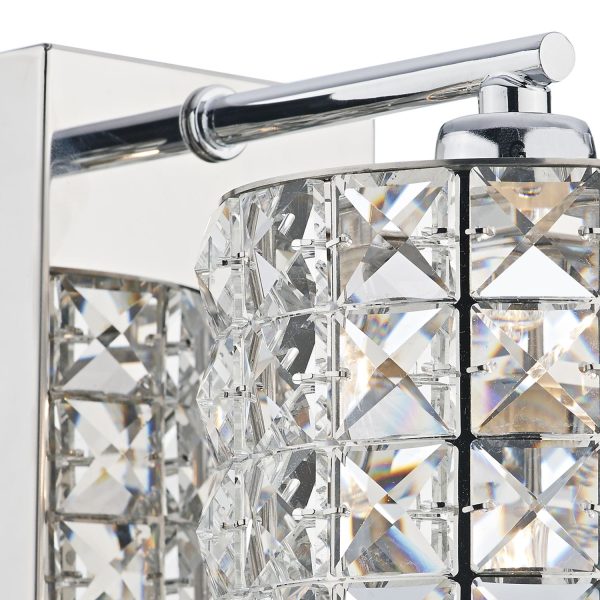 Agneta Wall Light Polished Chrome and Clear Faceted Crystal