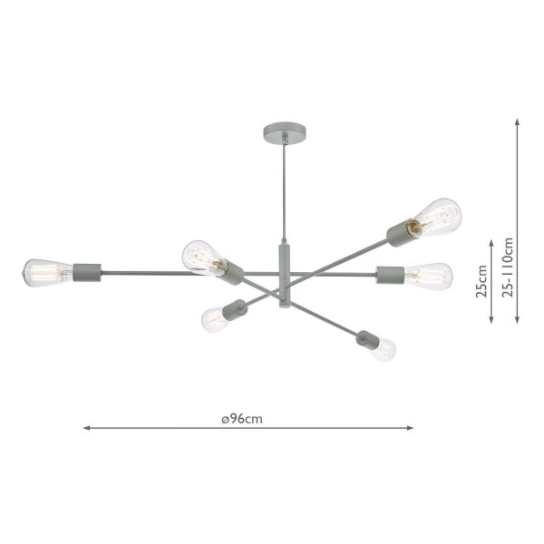 Alana 6 Light Armed Fitting Matt Grey - Image 6