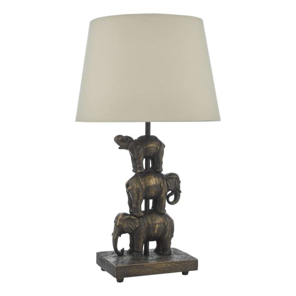 Alina Elephant Table Lamp Antique Bronze With Shade - Image 2