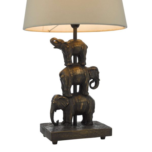 Alina Elephant Table Lamp Antique Bronze With Shade - Image 3