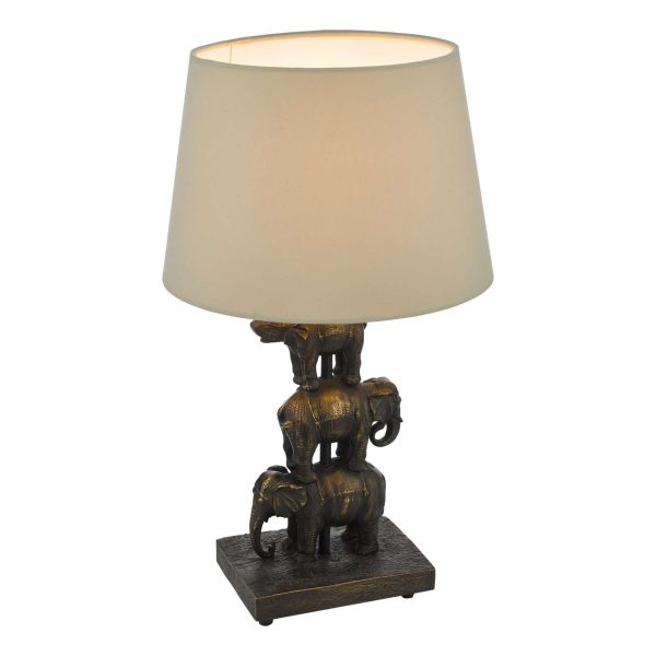 Alina Elephant Table Lamp Antique Bronze With Shade - Image 4