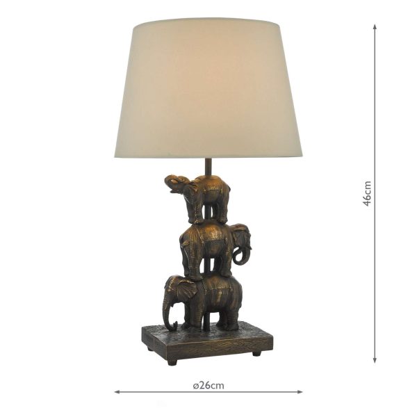 Alina Elephant Table Lamp Antique Bronze With Shade - Image 8