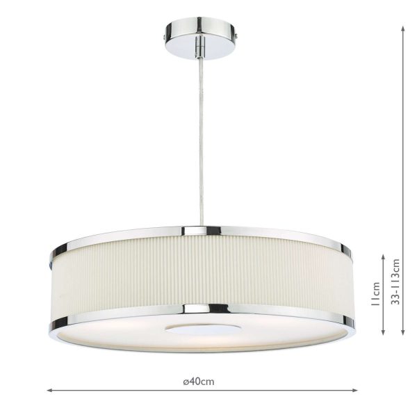 Alvaro 3 Light Single Pendant Polished Chrome Ivory - Image 4