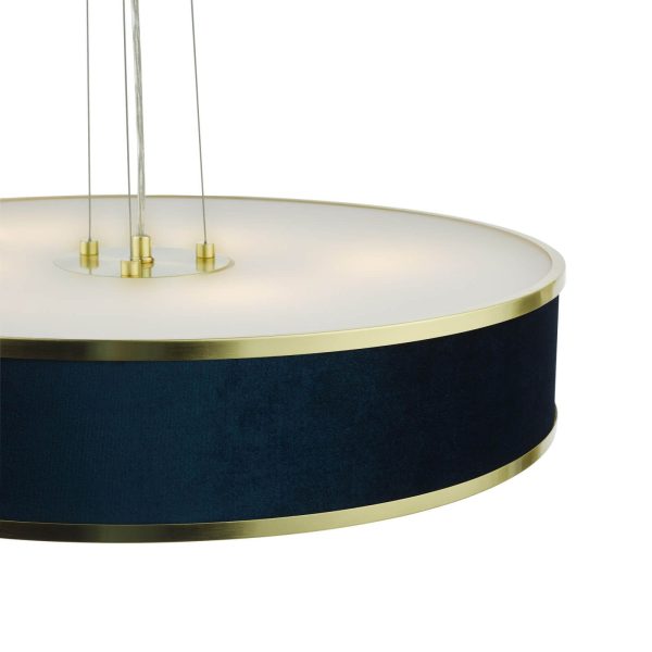 Alvaro 6 Light Pendant Brushed Brass With Blue Shade - Image 5