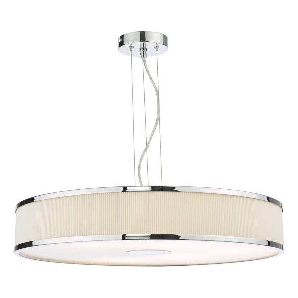 Alvaro 6 Light Single Pendant Polished Chrome Ivory