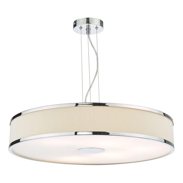 Alvaro 6 Light Single Pendant Polished Chrome Ivory - Image 4