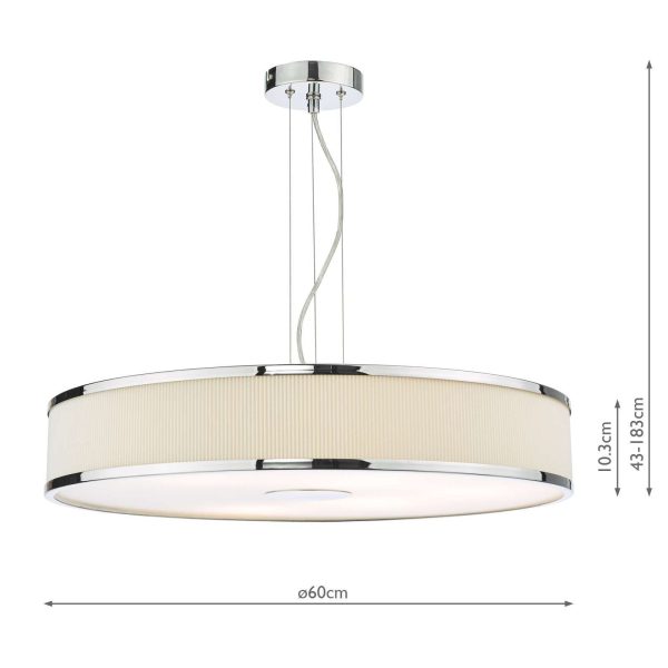 Alvaro 6 Light Single Pendant Polished Chrome Ivory - Image 6