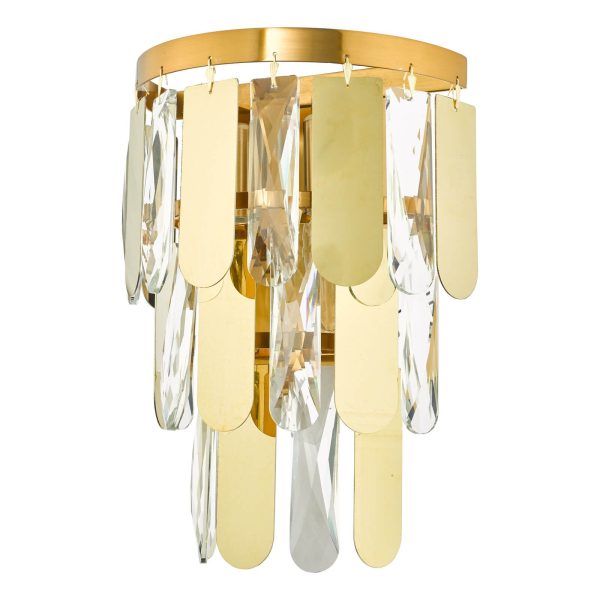 Amira 2 Light Wall Light Polished Gold Crystal - Image 2