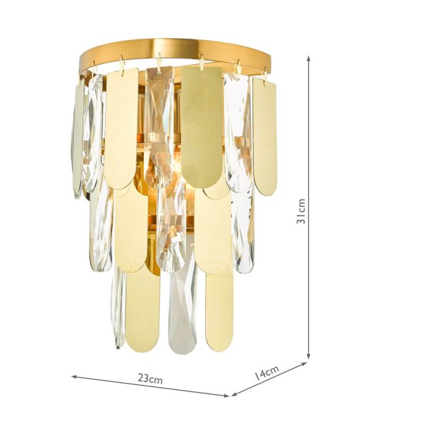 Amira 2 Light Wall Light Polished Gold Crystal - Image 6