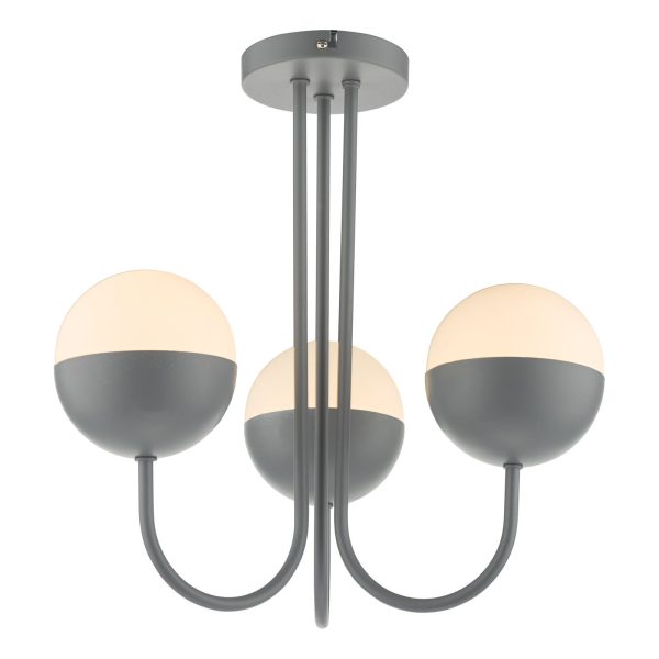 Andre 3 Light Semi Flush Grey Opal Glass - Image 2