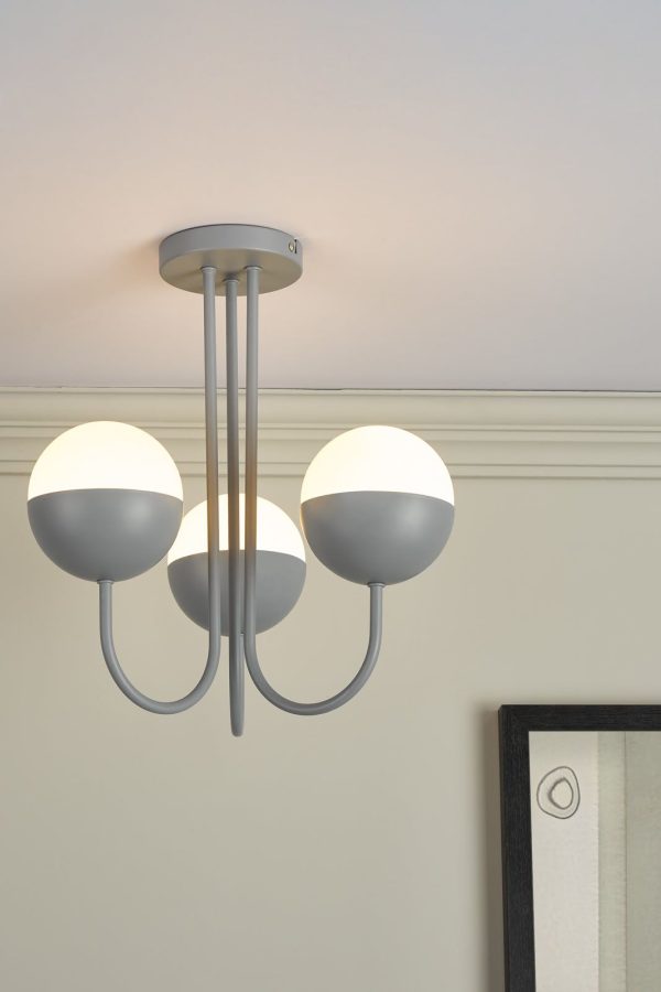 Andre 3 Light Semi Flush Grey Opal Glass - Image 8