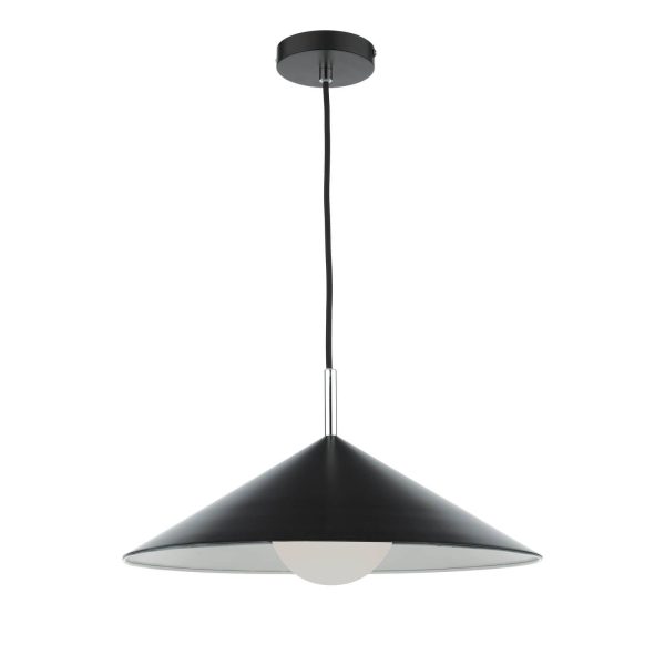 Apex 1 Light Single Pendant Matt Black Polished Chrome - Image 2