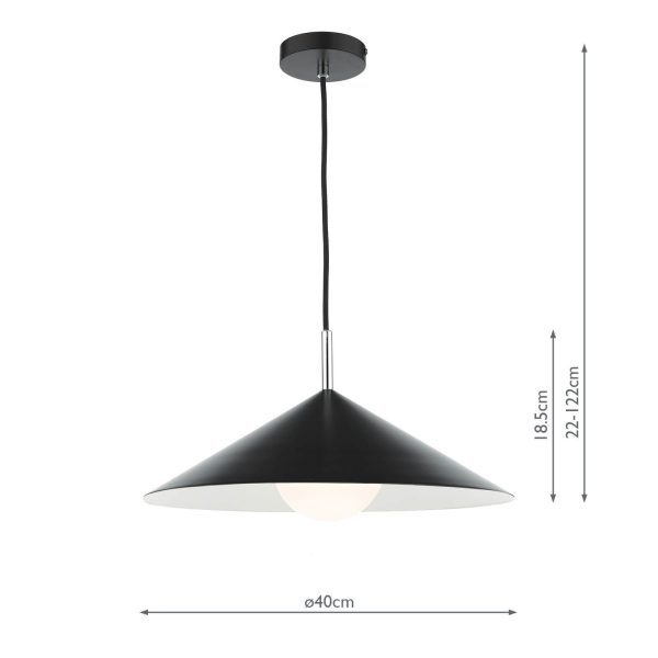 Apex 1 Light Single Pendant Matt Black Polished Chrome - Image 5