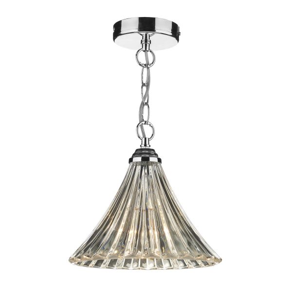 Ardeche 1 Light Fluted Glass Pendant Polished Chrome - Image 3