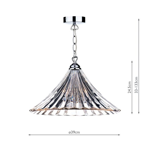 Ardeche 1 Light Large Pendant Clear Glass Polished Chrome - Image 4