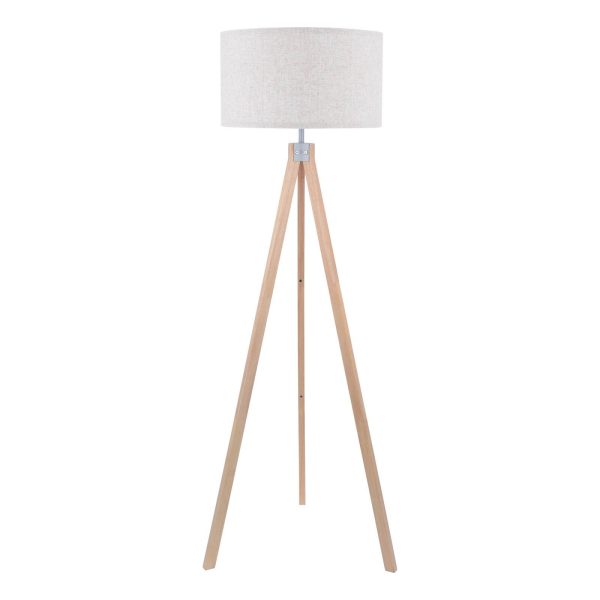 Armitage Tripod Floor Lamp Light Wood With Shade - Image 2