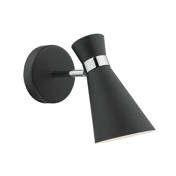 Ashworth Wall Light Matt Black & Polished Chrome - Image 3