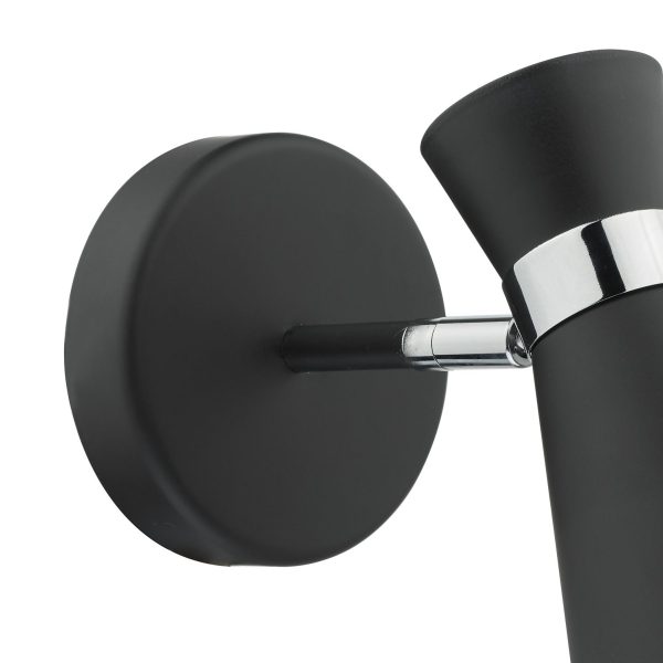 Ashworth Wall Light Matt Black & Polished Chrome - Image 2