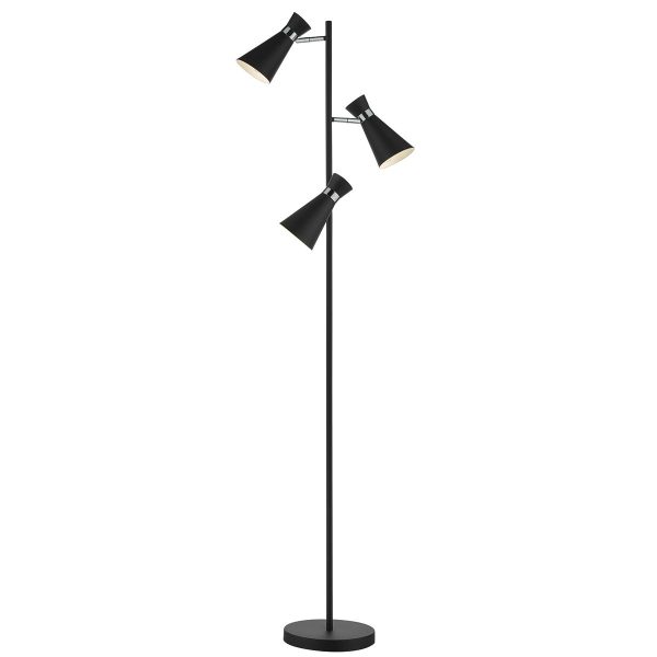 Ashworth 3 Light Floor Lamp Matt Black & Polished Chrome - Image 3