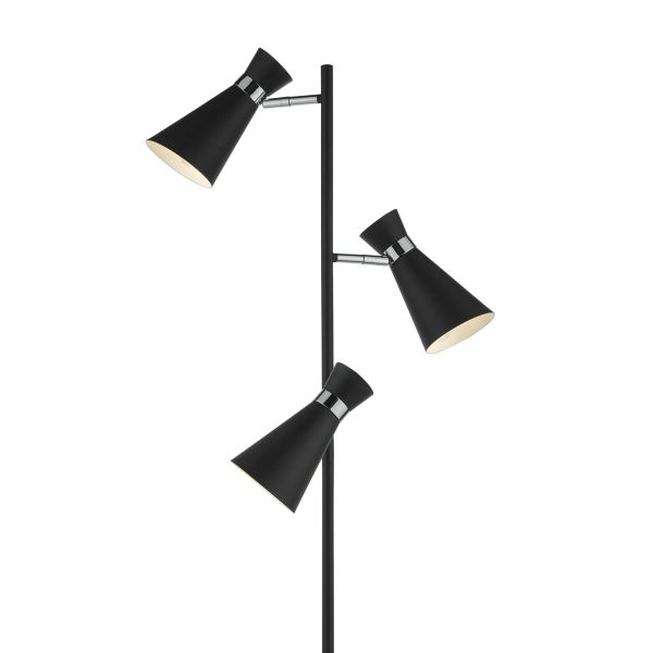 Ashworth 3 Light Floor Lamp Matt Black & Polished Chrome - Image 2