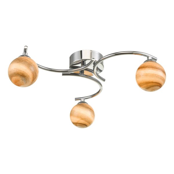 Atiya 3 Light Semi Flush Ceiling Light Polished Chrome With Planet Style Glass - Image 2