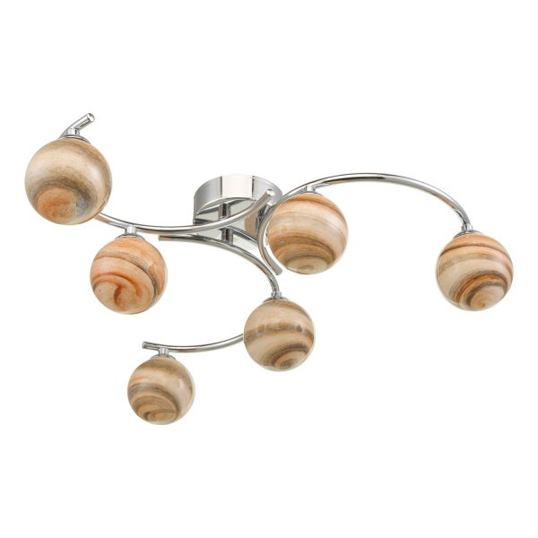 Atiya 6 Light Semi Flush Polished Chrome With Planet Style Glass - Image 2