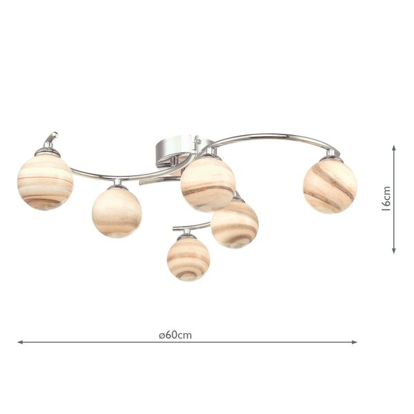 Atiya 6 Light Semi Flush Polished Chrome With Planet Style Glass - Image 6