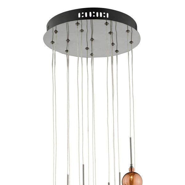 Aurelia 15 Light Cluster Pendant with Copper & Bronze Glass Shades - Image 2