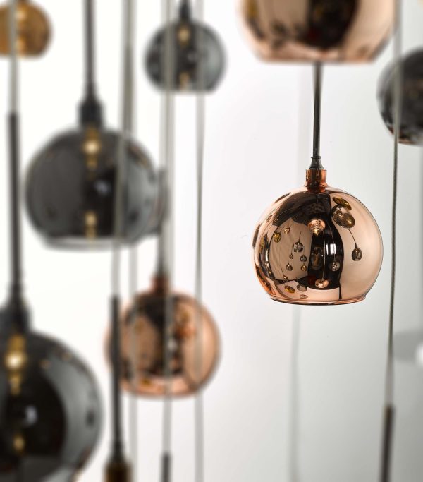 Aurelia 30 Light Cluster Pendant In Copper & Bronze 3M Drop - Image 2