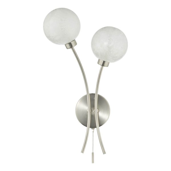 Avari 2 Light Wall Light Satin Nickel Frosted Glass - Image 2