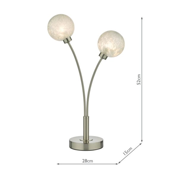 Avari 2 Light Table Lamp Satin Nickel Frosted Glass - Image 11