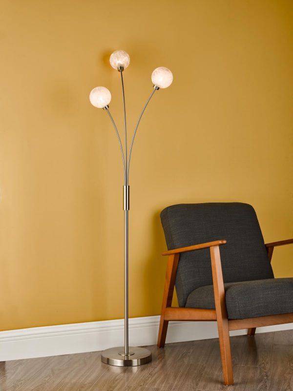 Avari 3 Light Floor Lamp Satin Nickel Frosted Glass - Image 6