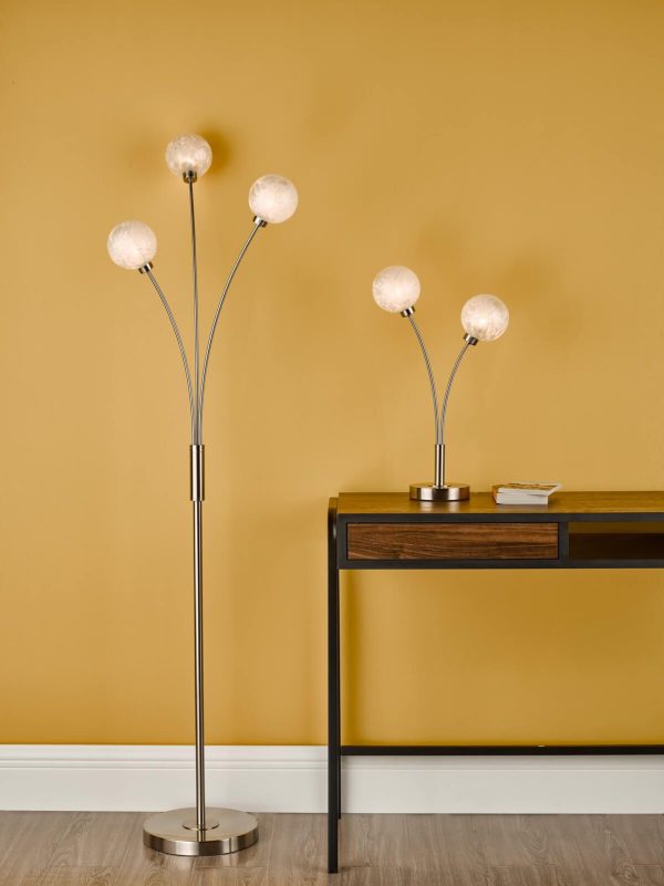 Avari 3 Light Floor Lamp Satin Nickel Frosted Glass - Image 8