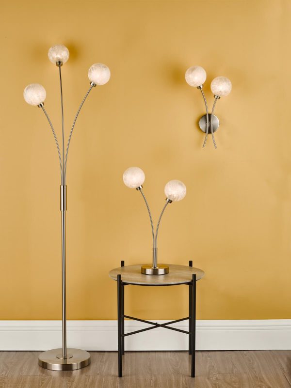 Avari 3 Light Floor Lamp Satin Nickel Frosted Glass - Image 9